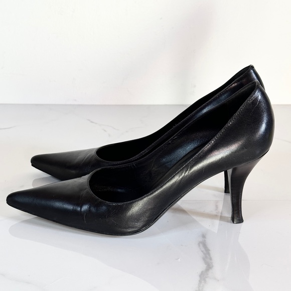Giuseppe Zanotti Black Leather Pumps 8m Pointy Toe Made In Italy - Picture 9 of 10